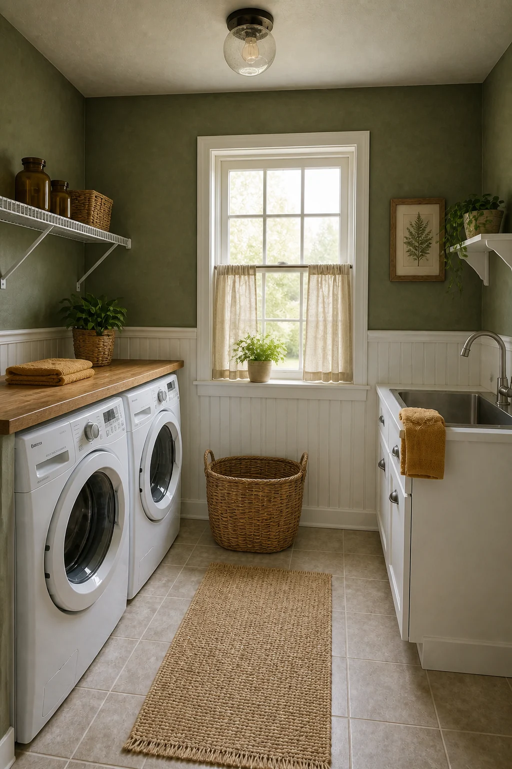 The same room styled as Olive & Ochre