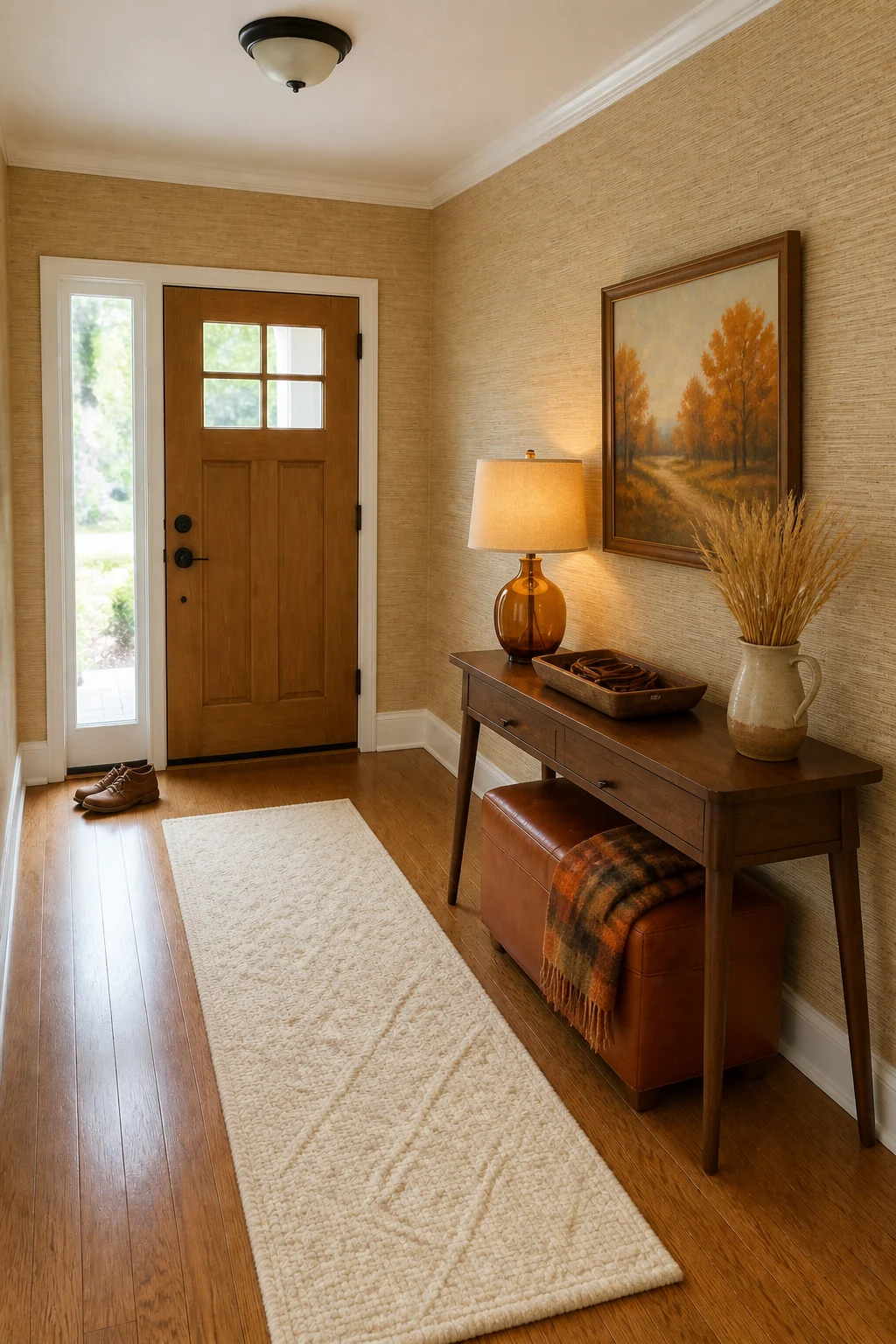 The same room styled as Autumn Harvest
