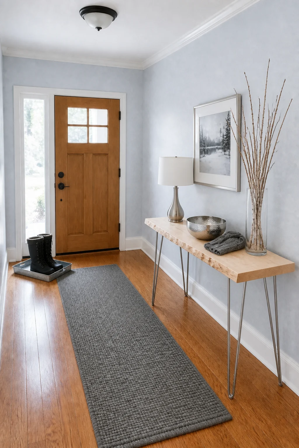 The same room styled as Winter Frost