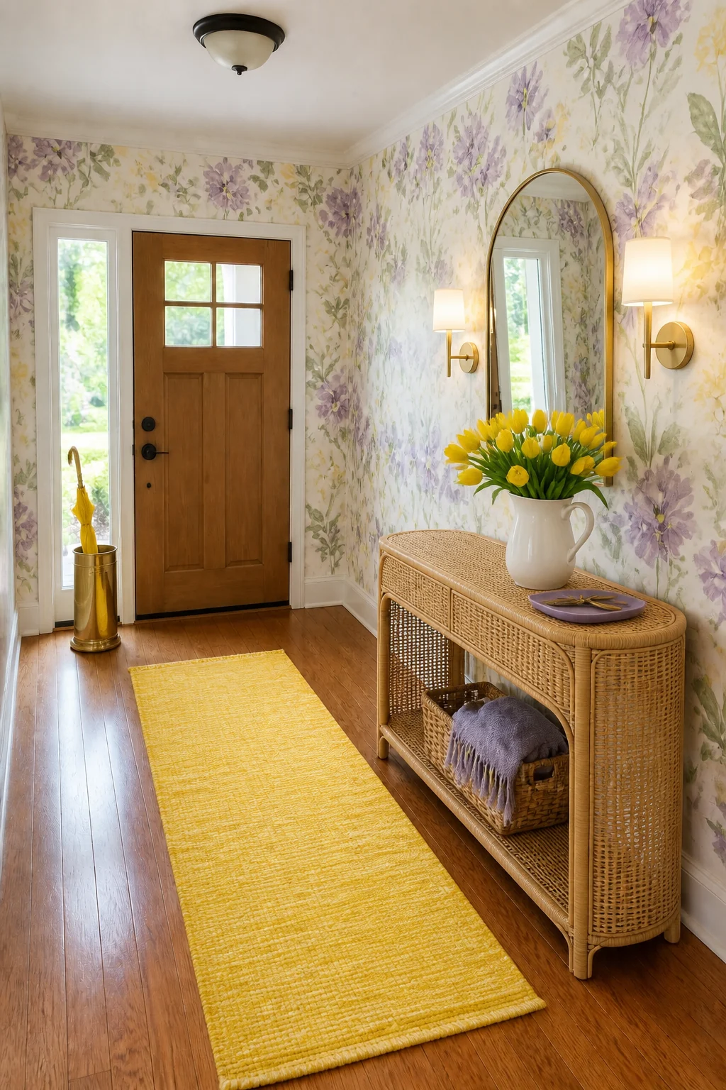 The same room styled as Spring Botanical