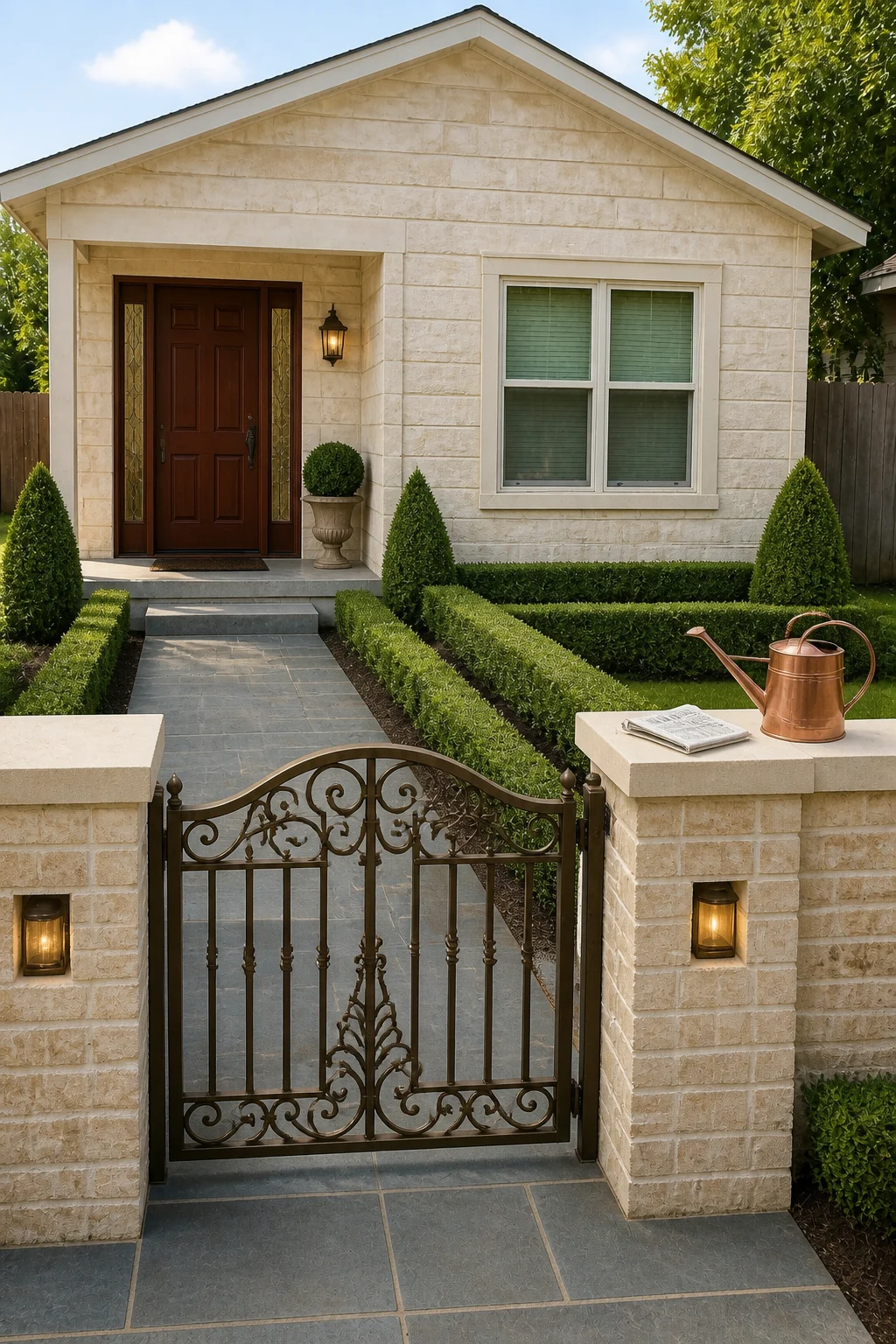The same room styled as $25,000 Estate Masonry