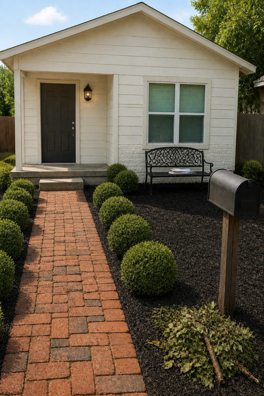 The same room styled as $4,500 Paver Walkway