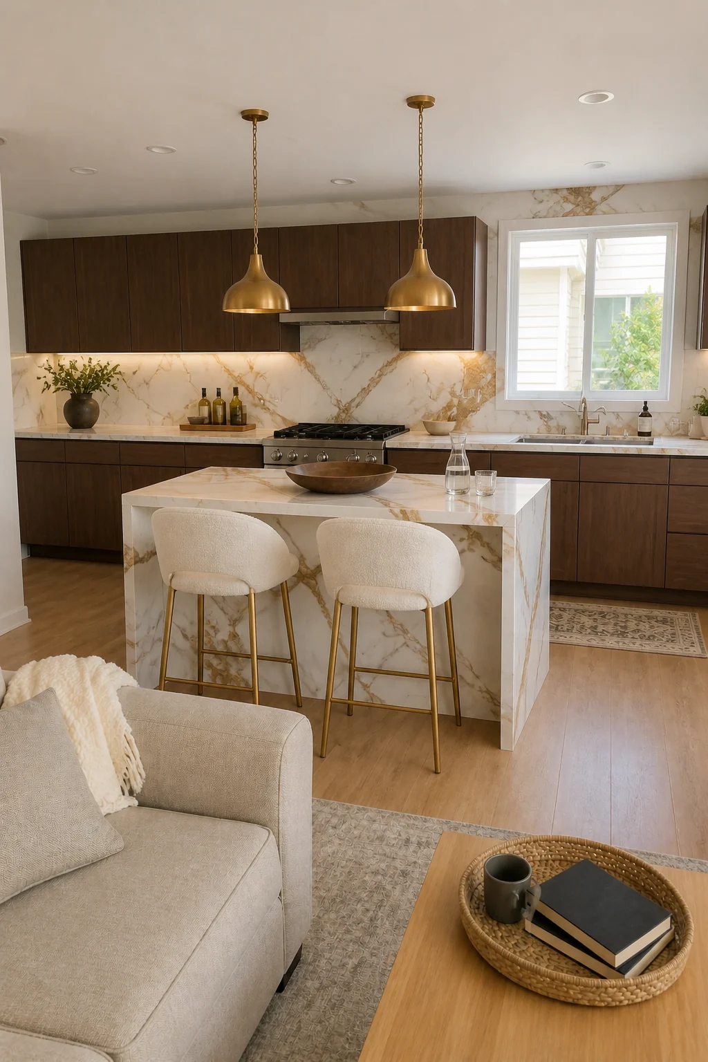 The same room styled as Pro Organic Modern