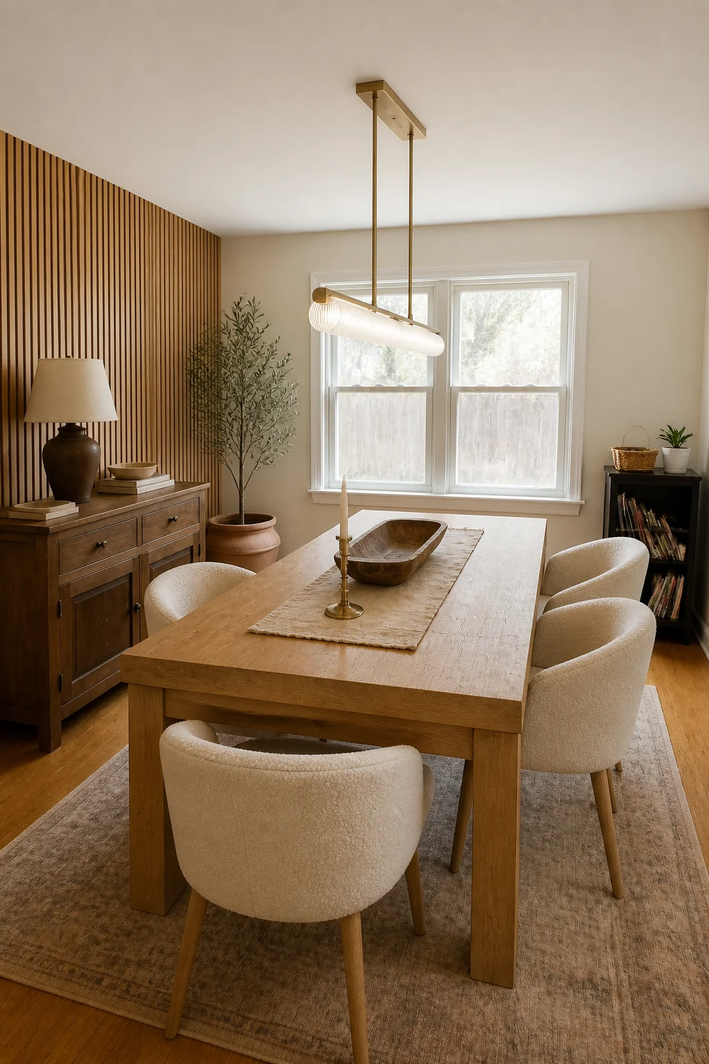 The same room styled as Architectural Slat Wall