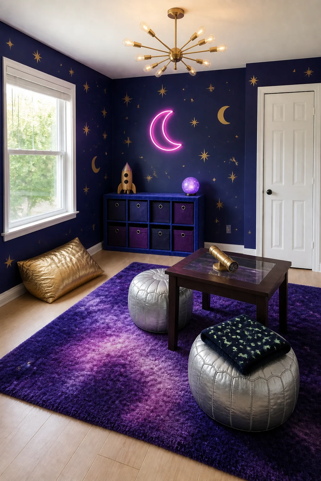The same room styled as Cosmic Galaxy