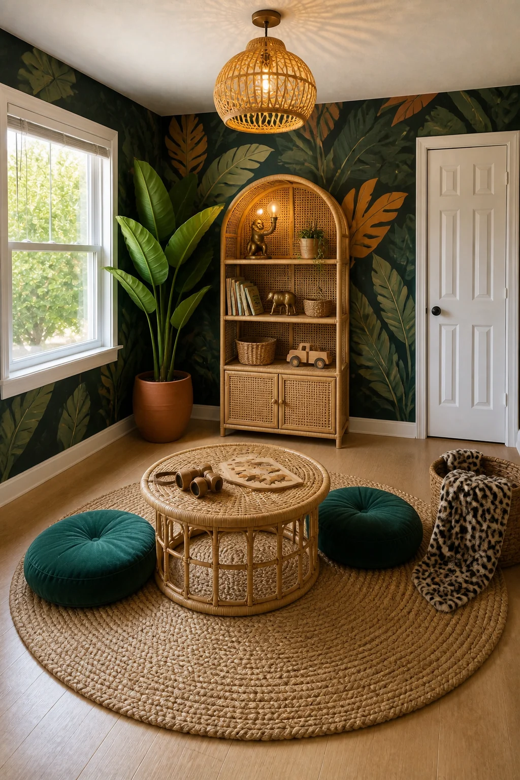 The same room styled as Jungle Safari