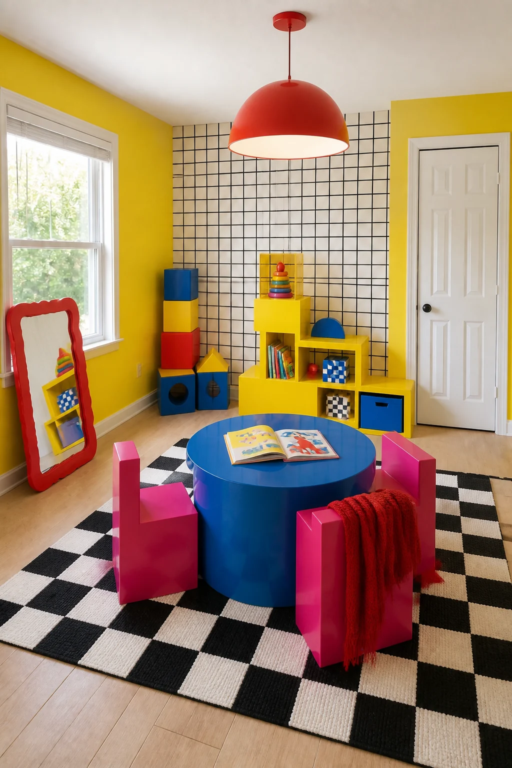 The same room styled as Memphis Primary