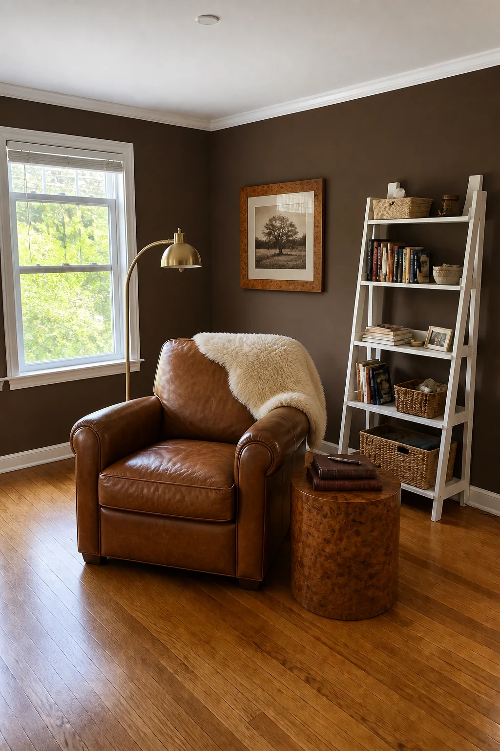 The same room styled as Rich Chocolate