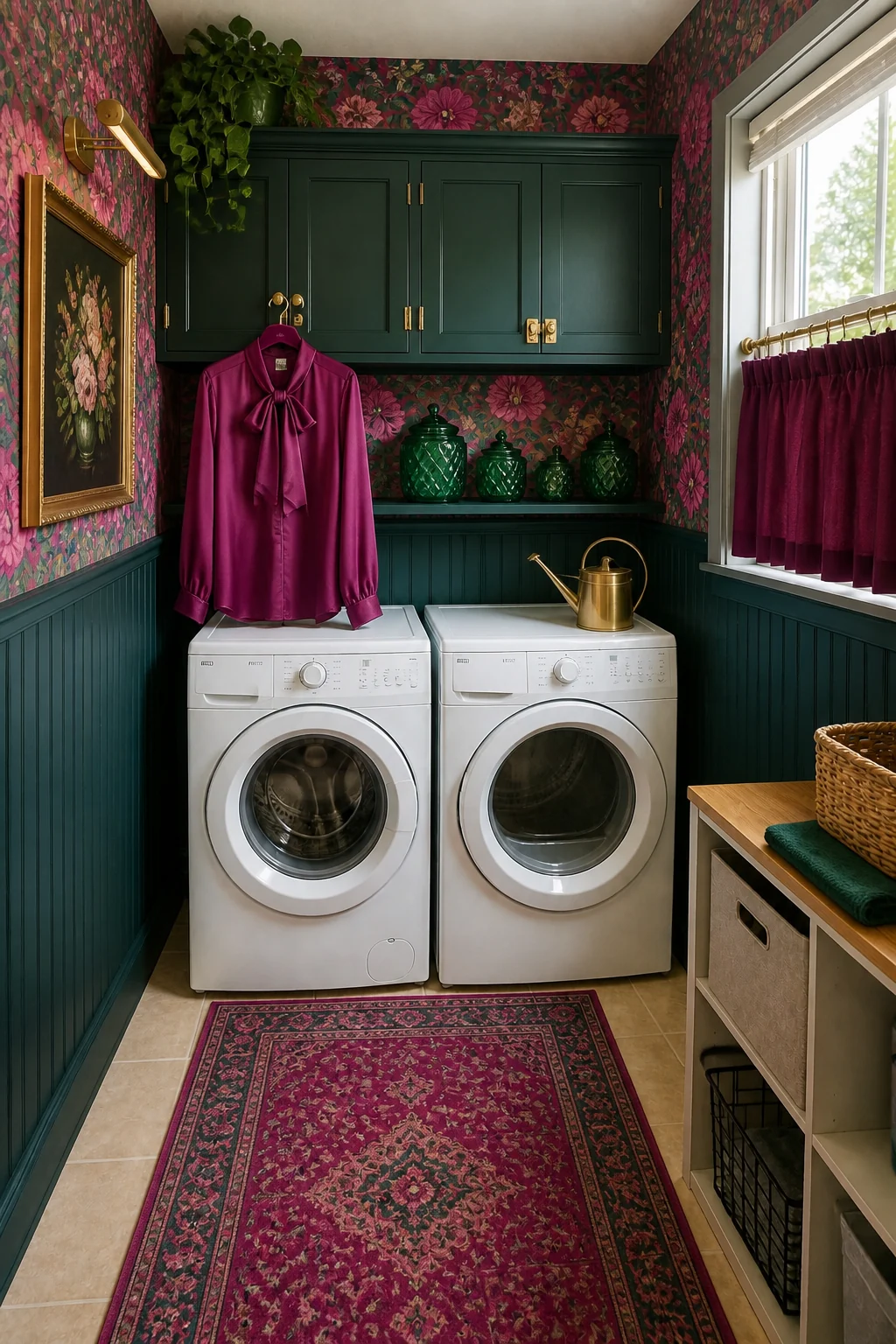 The same room styled as Jewel-Box Maximalist