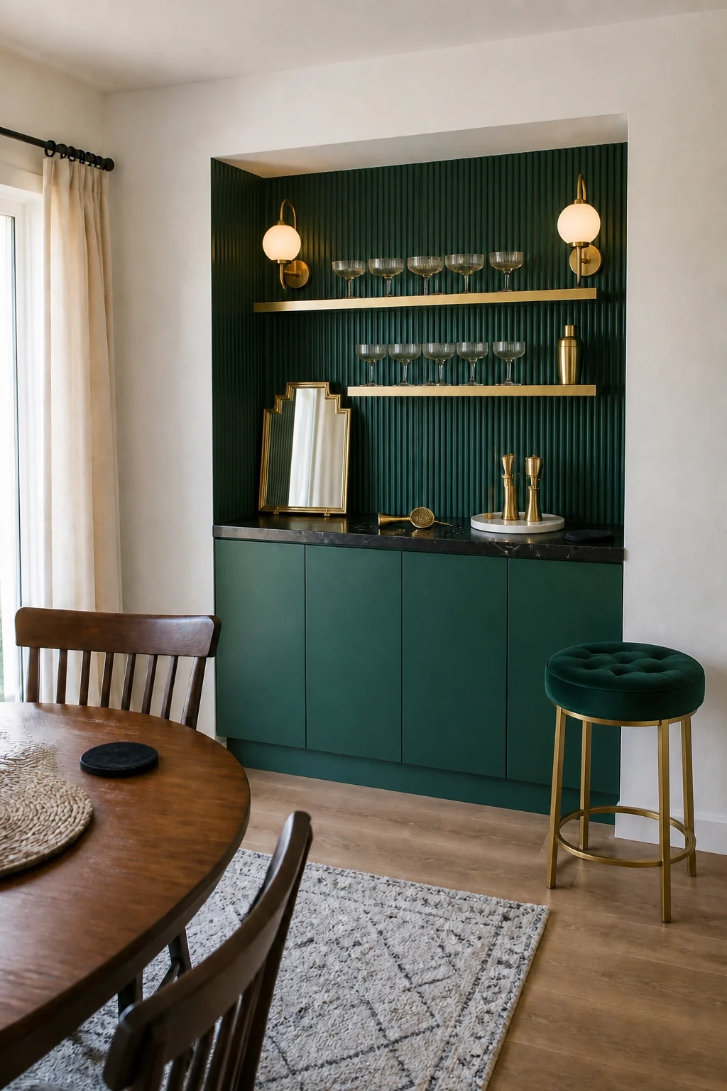 The same room styled as Art Deco Glam