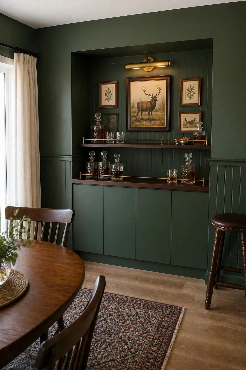 The same room styled as English Pub