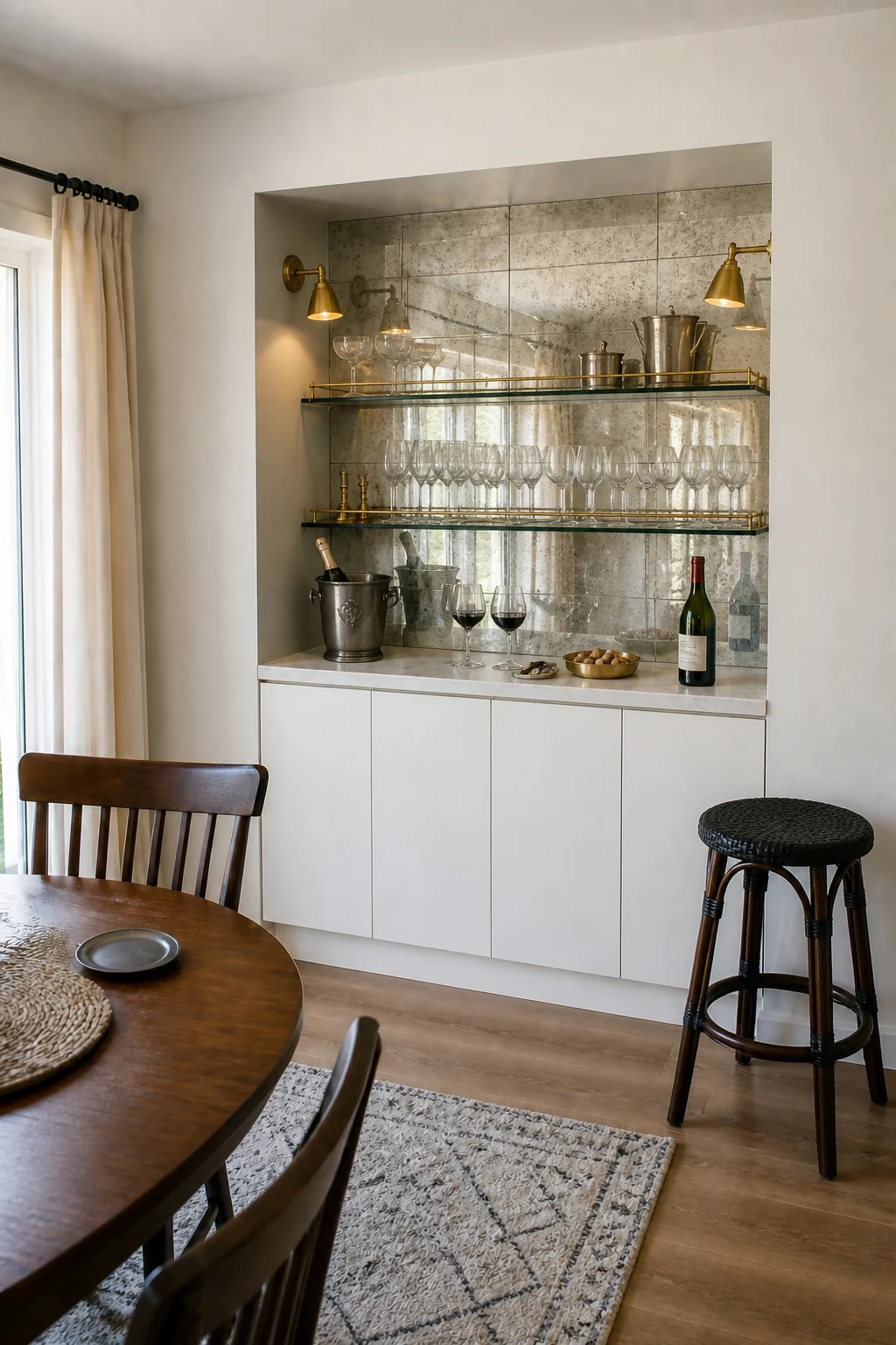The same room styled as French Bistro