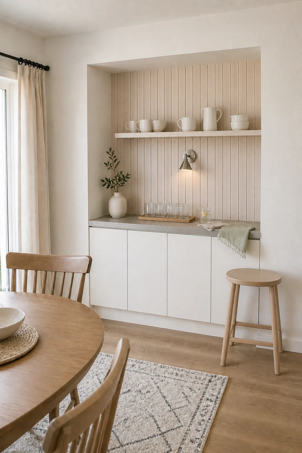 The same room styled as Scandi Minimalist