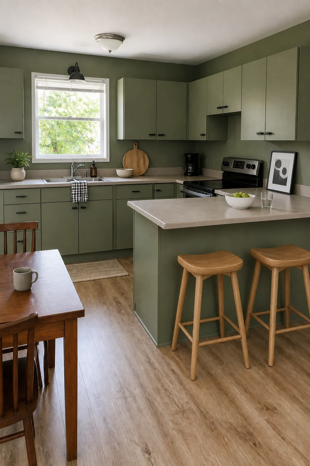 The same room styled as Color-Drenched