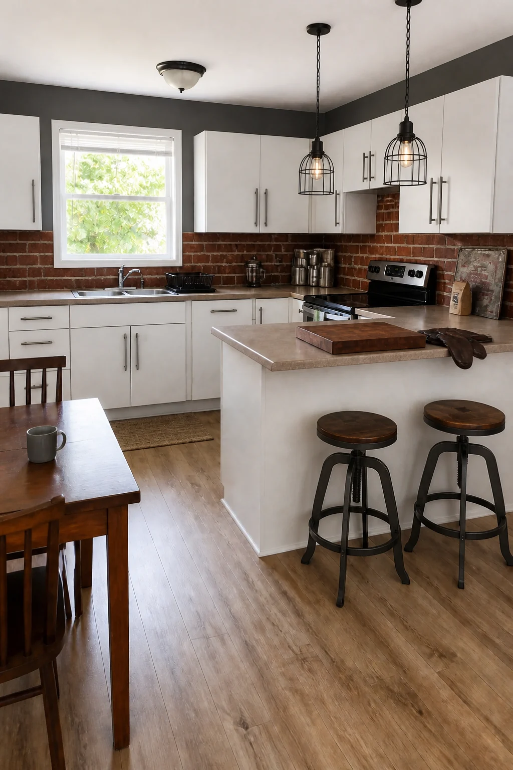 The same room styled as Industrial Loft