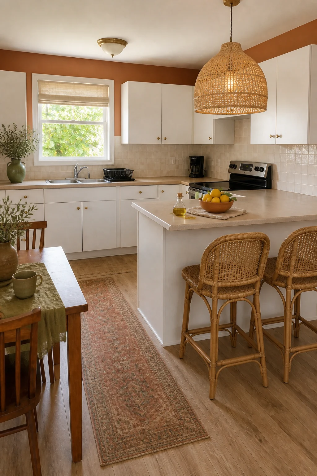 The same room styled as Mediterranean Oasis