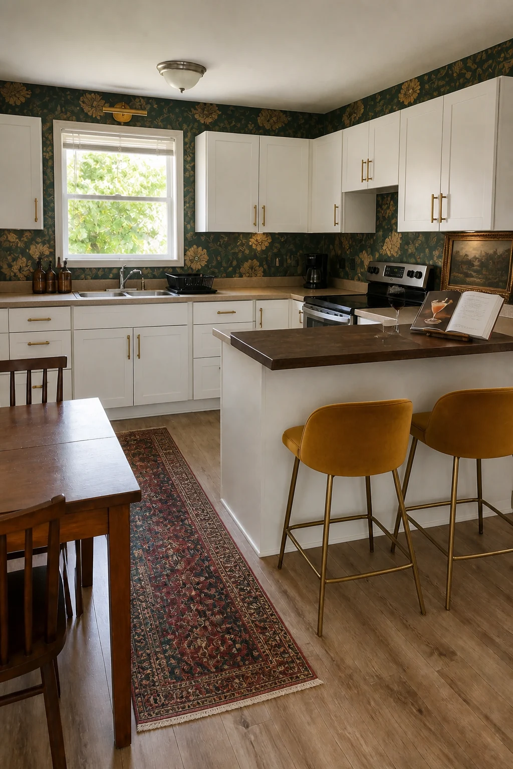 The same room styled as Moody Maximalist