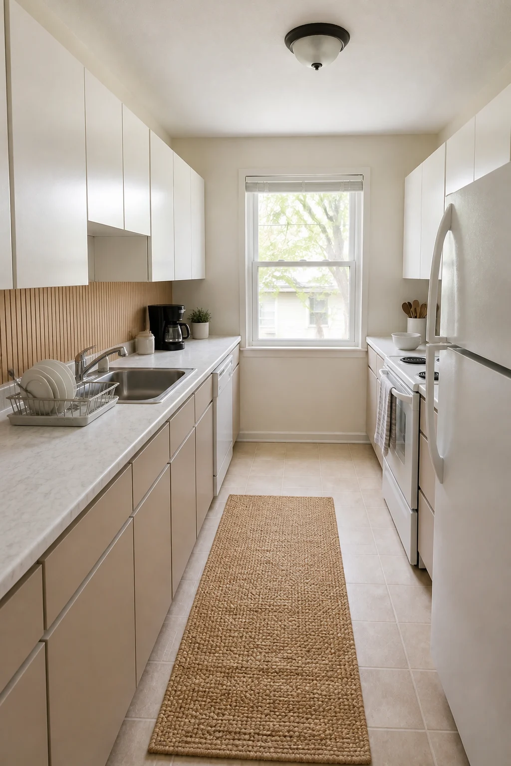 The same room styled as The $250 Renter Refresh