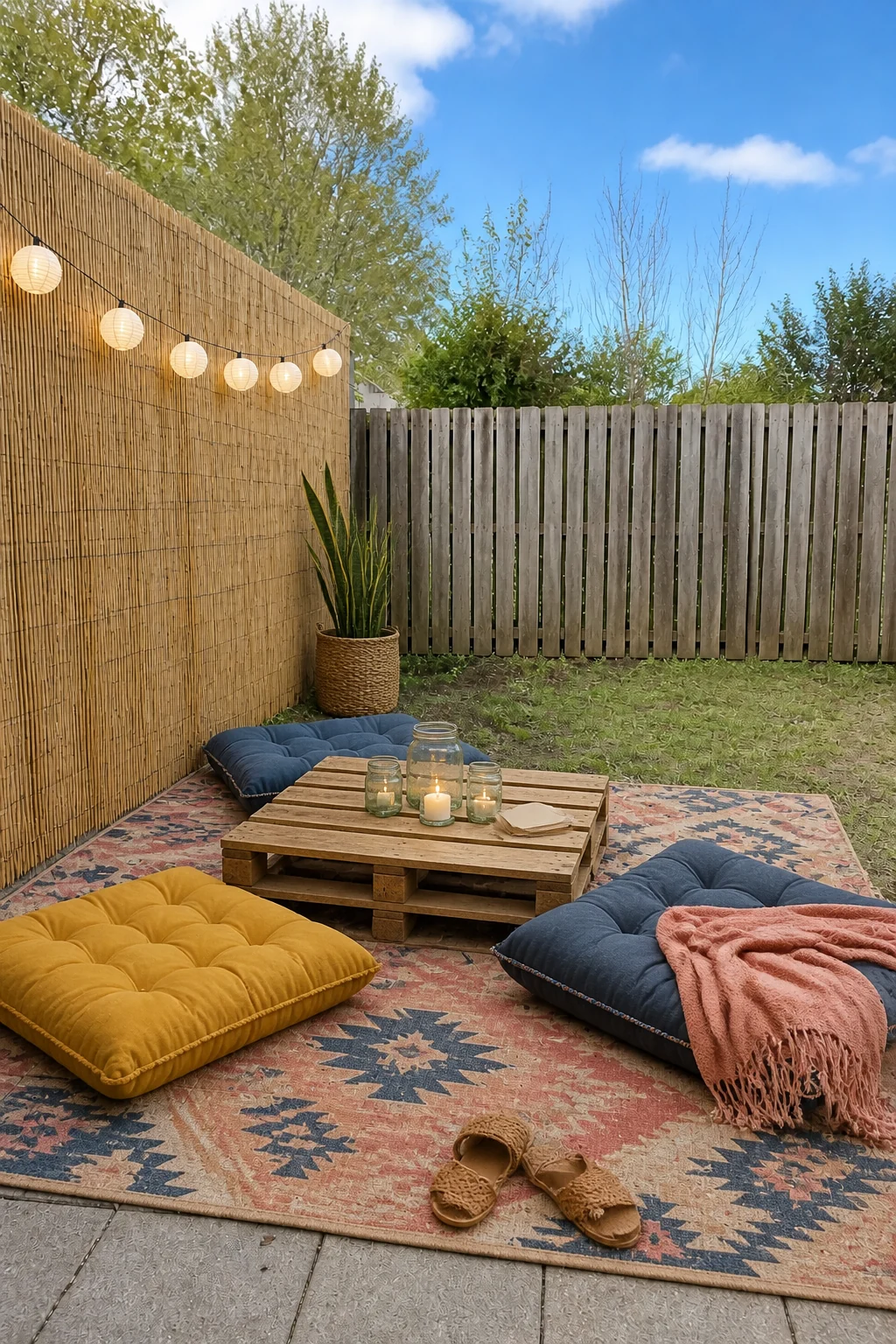 The same room styled as The $400 Boho Lounge