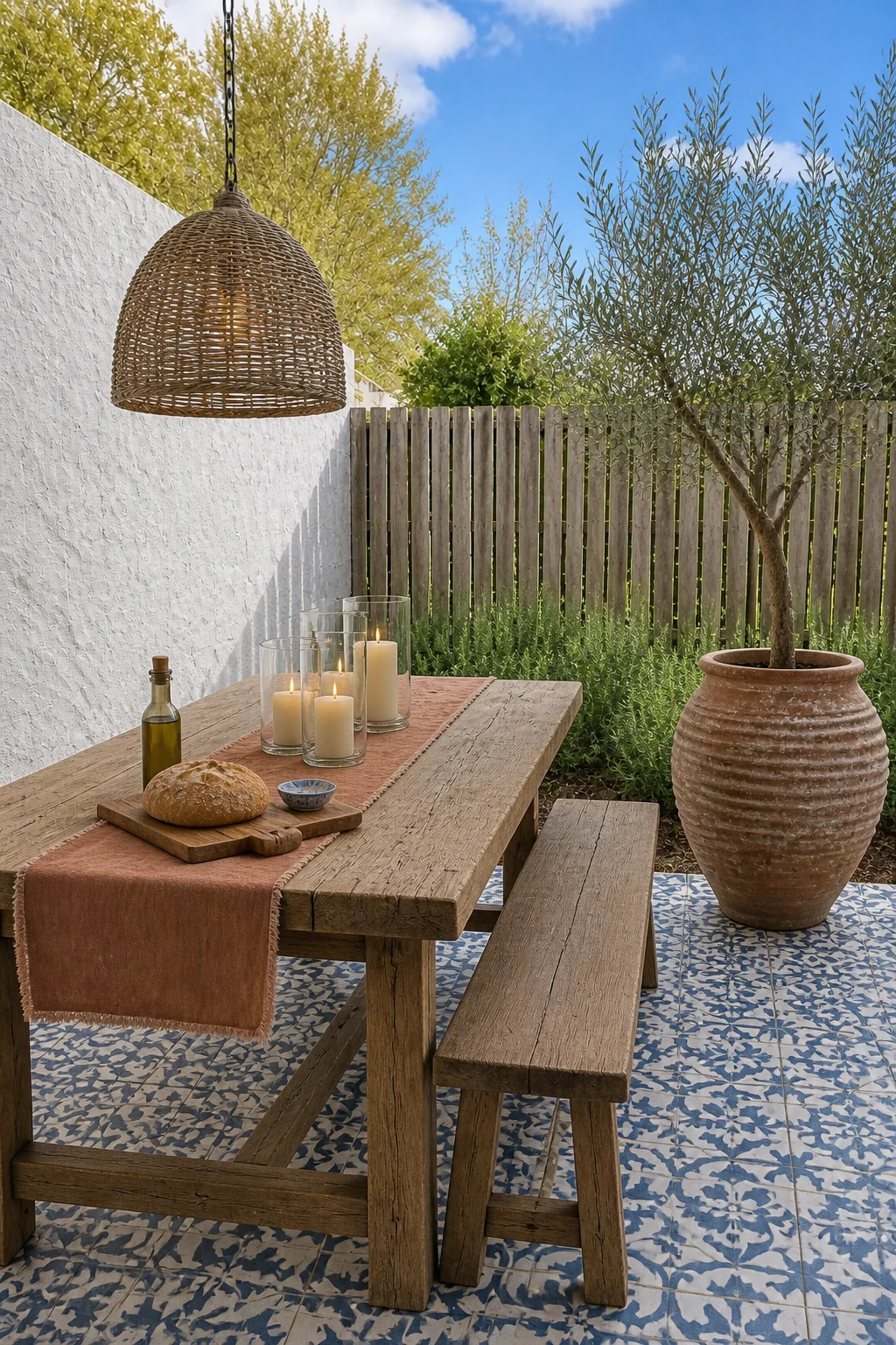 The same room styled as The $14,000 Mediterranean