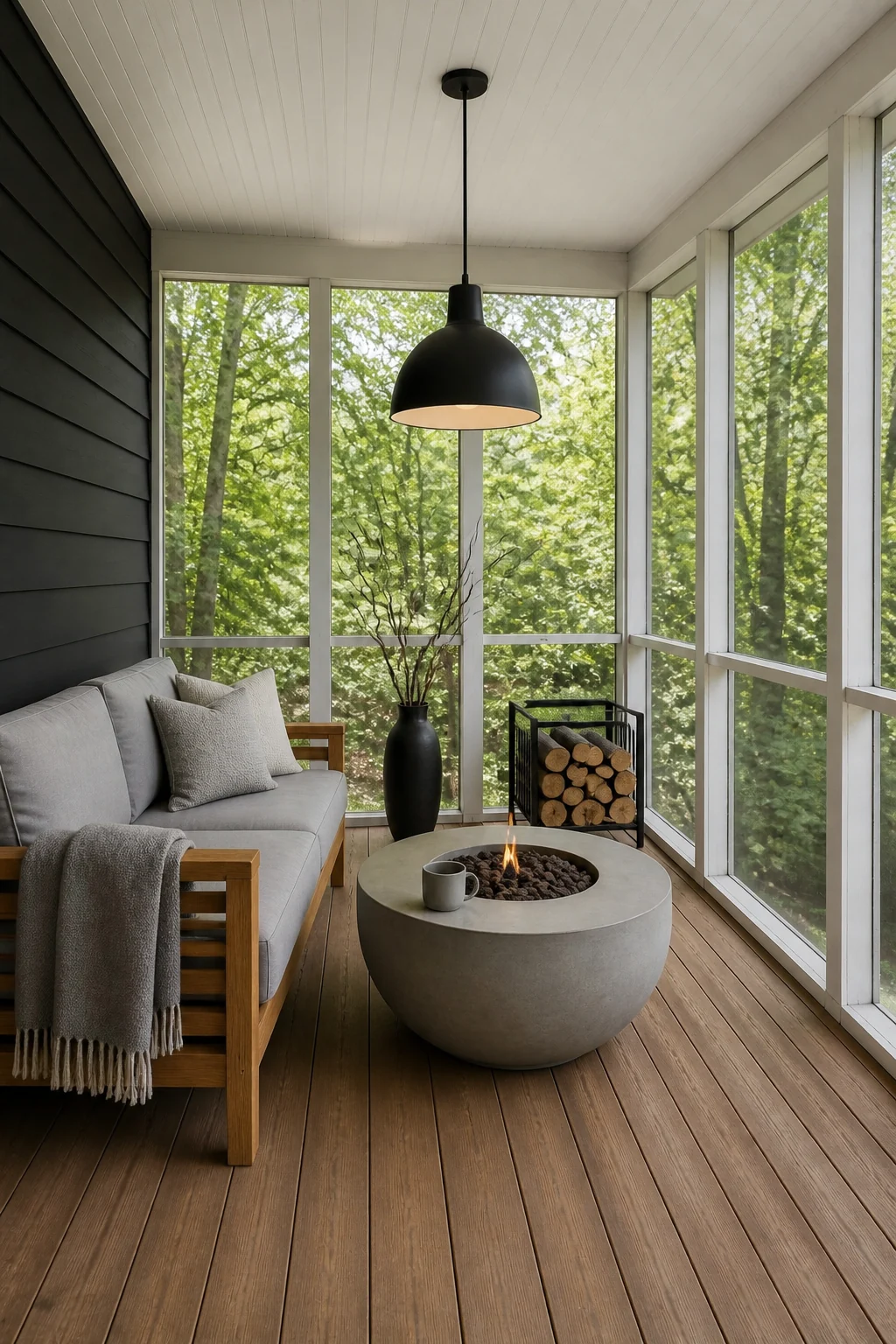 The same room styled as Modern Scandi