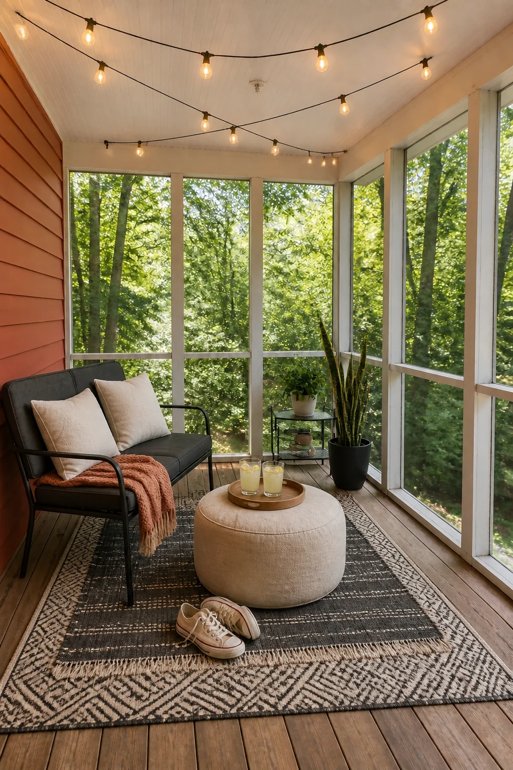 The same room styled as String-Light Sanctuary