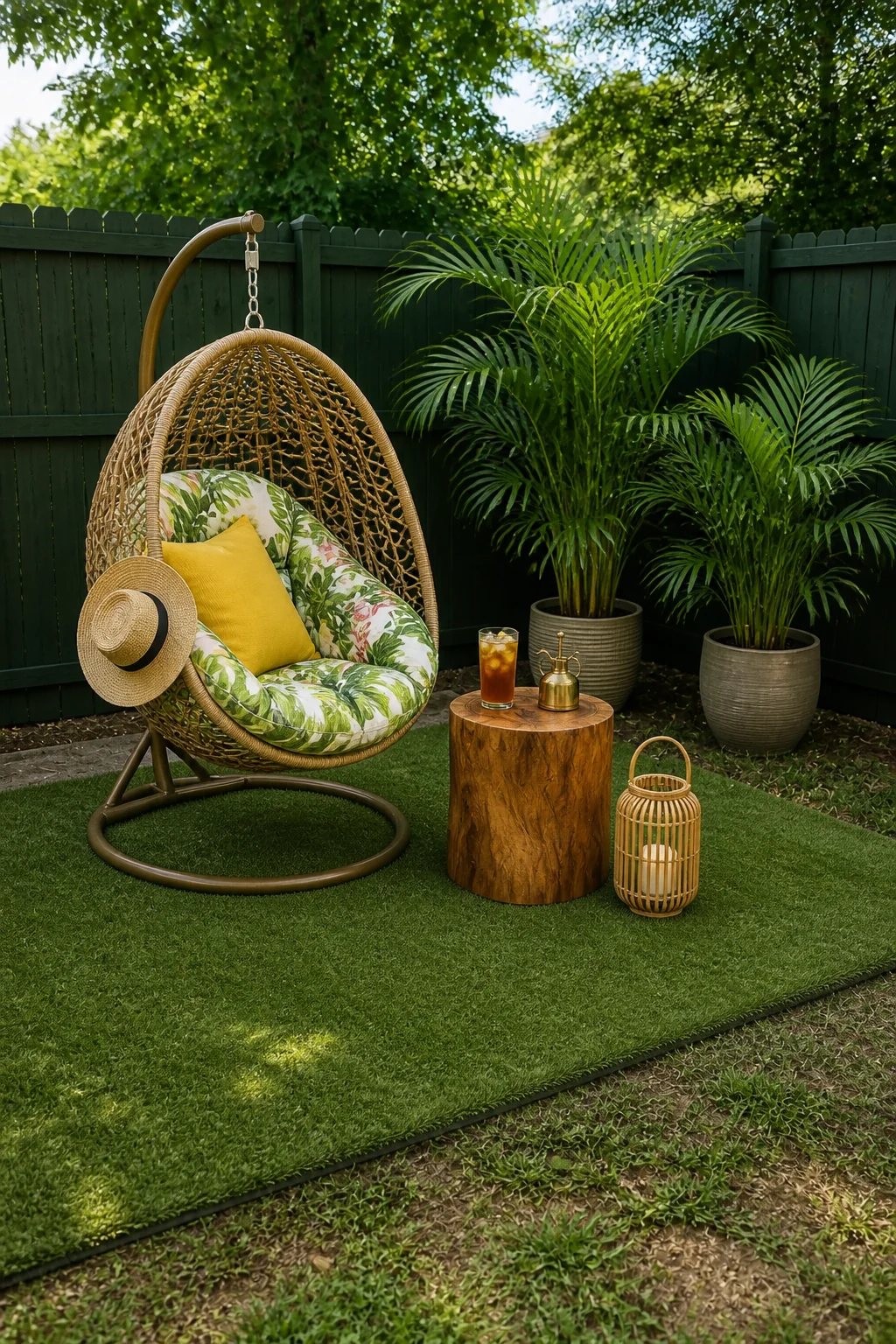 The same room styled as Tropical Jungle Retreat