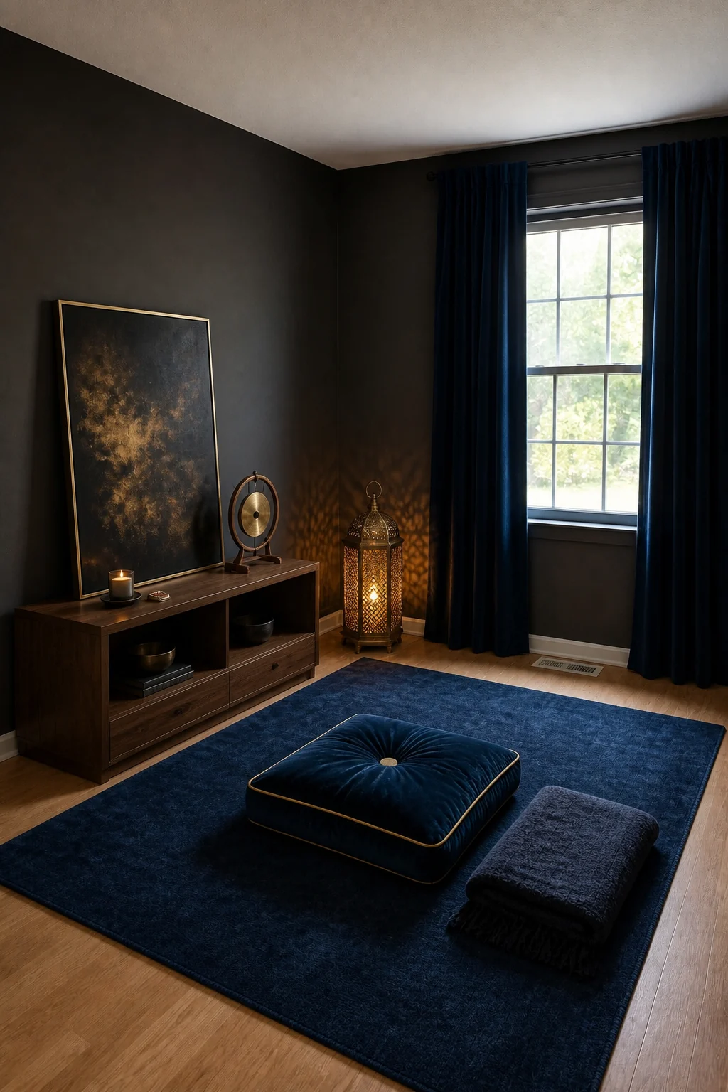 The same room styled as Moody Sanctuary