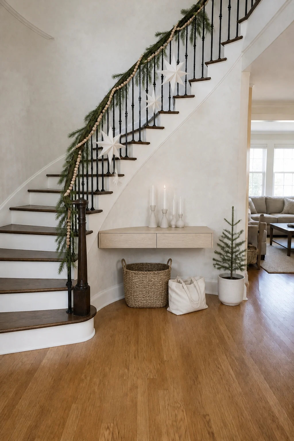 The same room styled as Scandi Minimalist