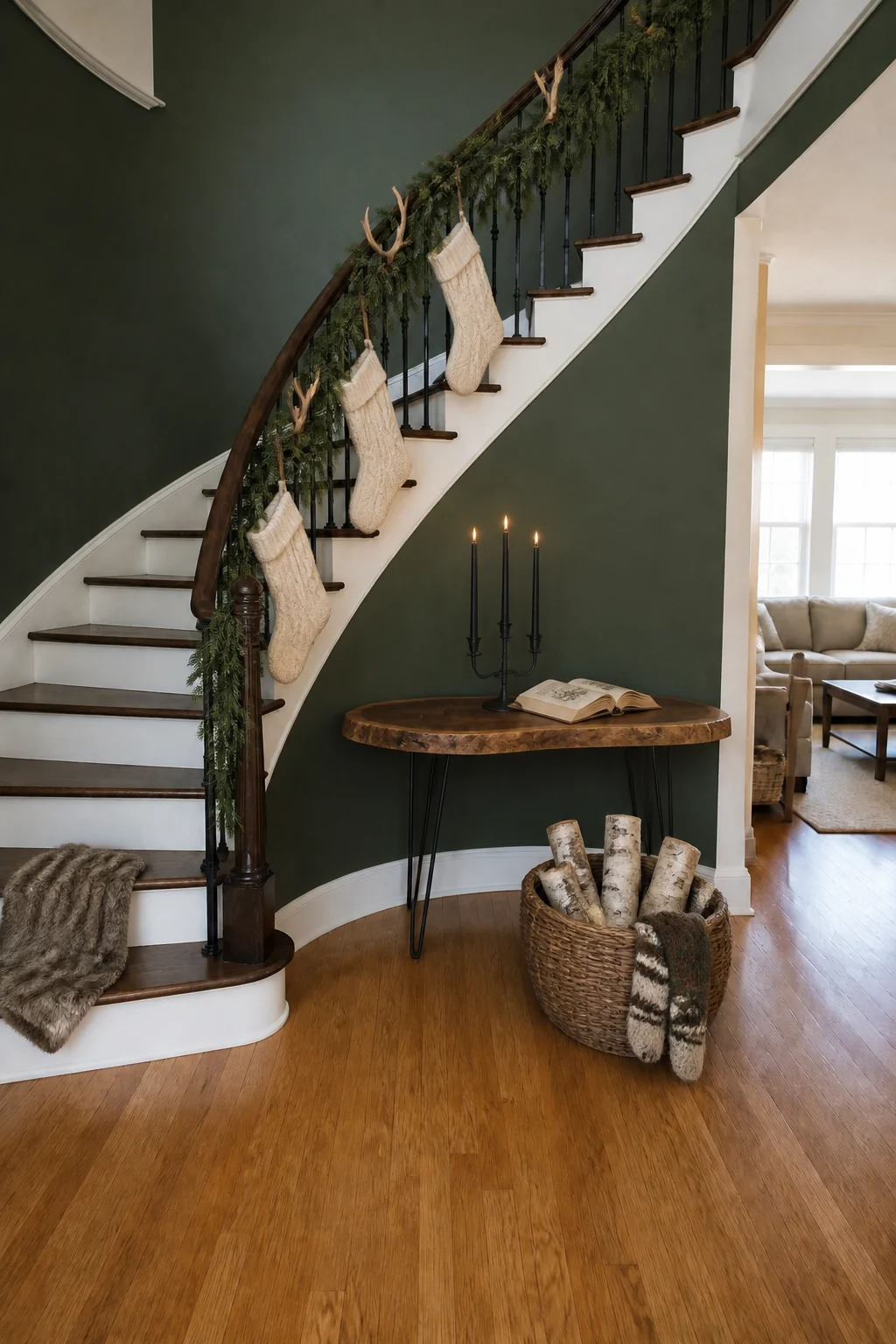 The same room styled as Woodland Cabin