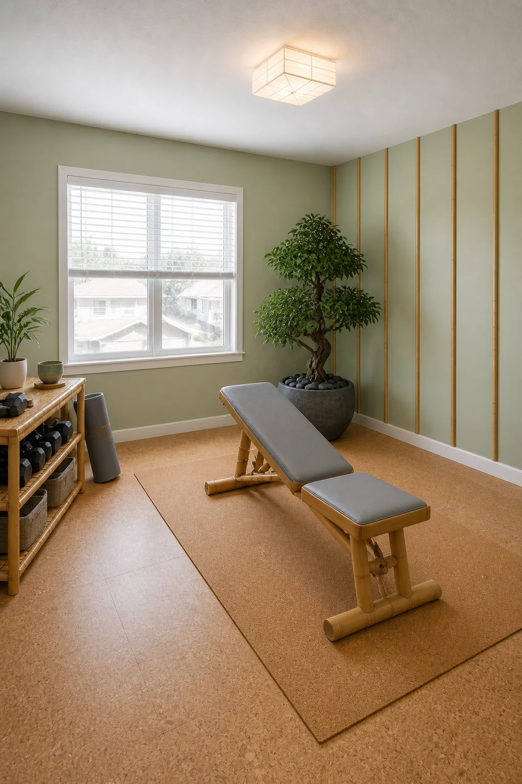 The same room styled as Zen Bamboo