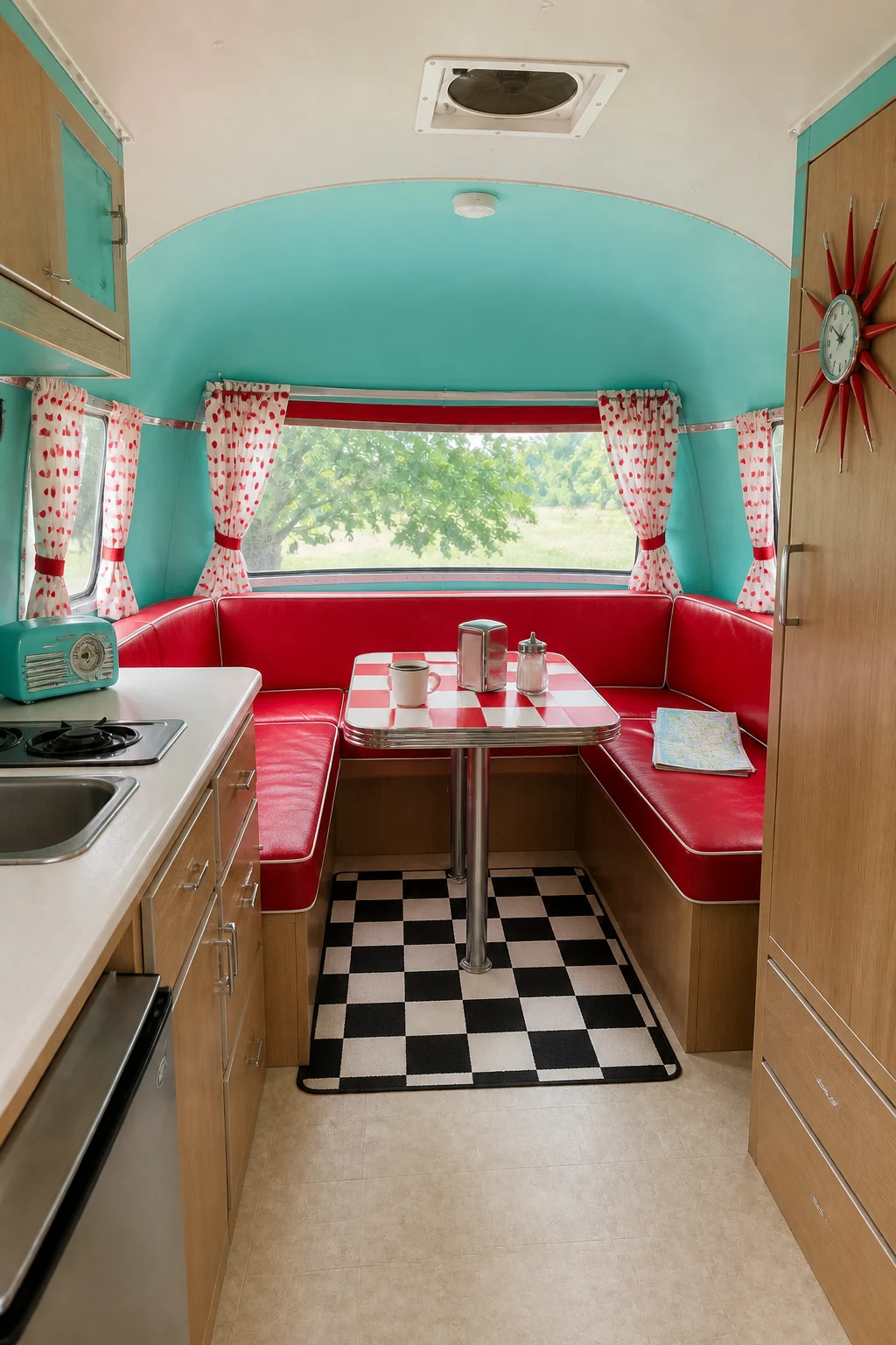 The same room styled as 1950s Retro