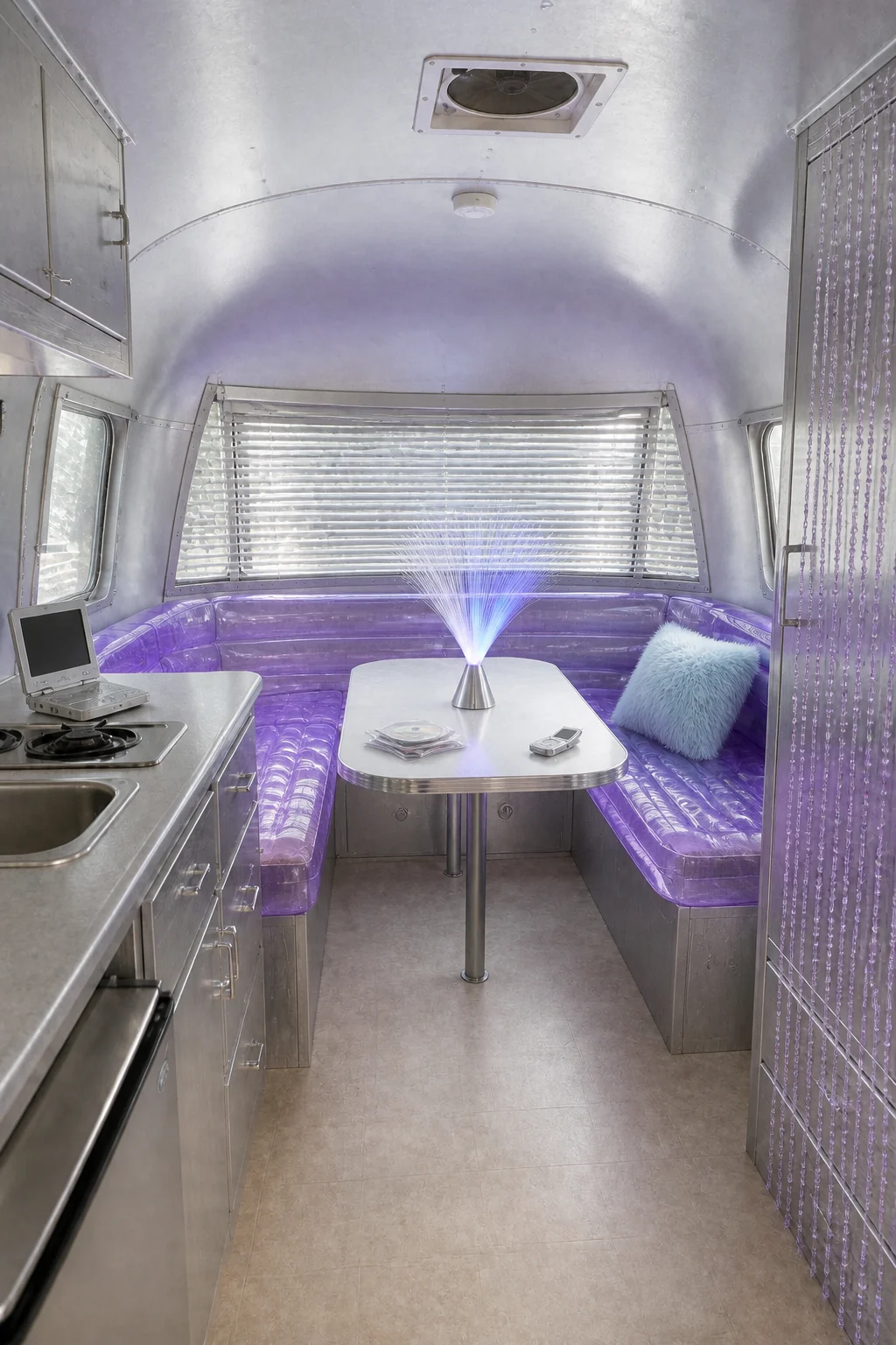 The same room styled as 2000s Y2K