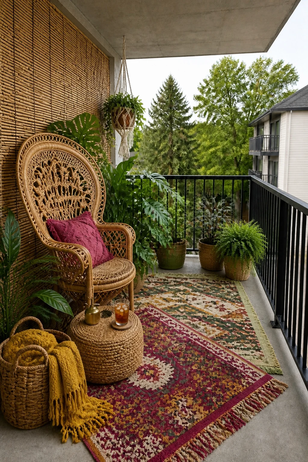 The same room styled as Boho Jungle