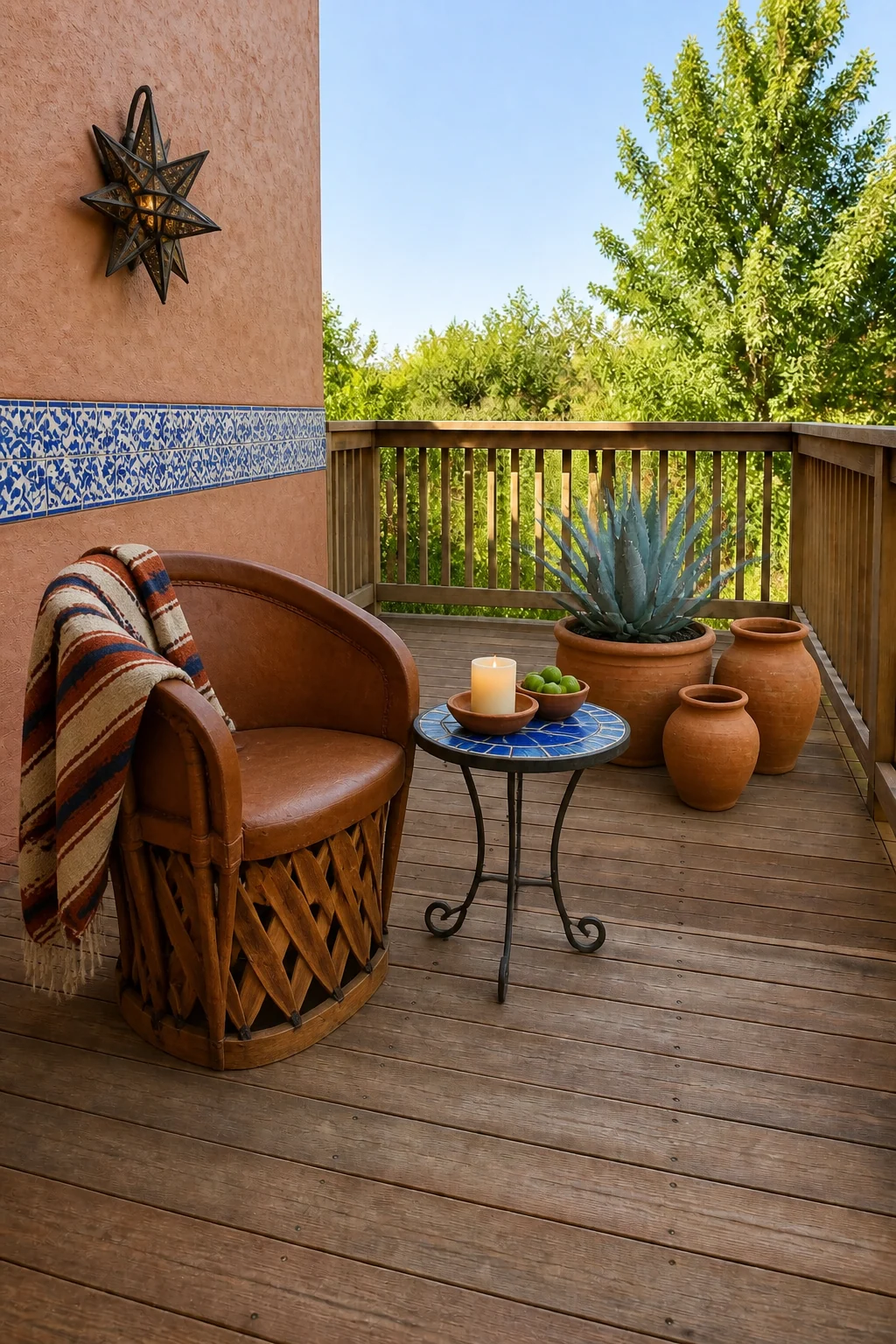 The same room styled as Spanish Colonial
