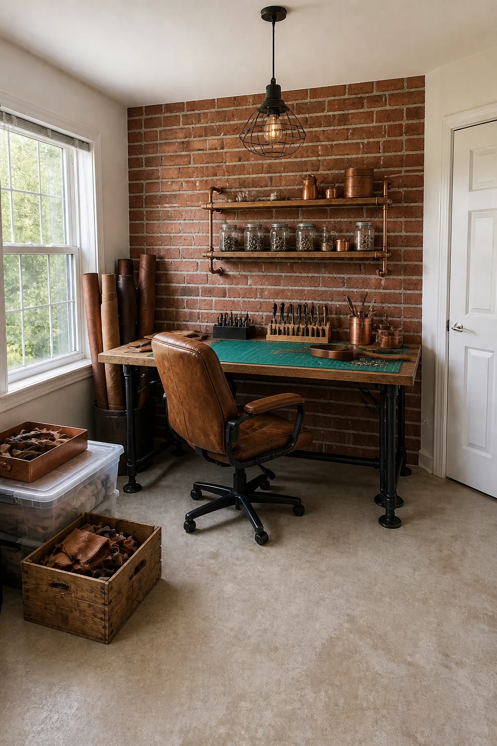 The same room styled as New Year's Leathercraft