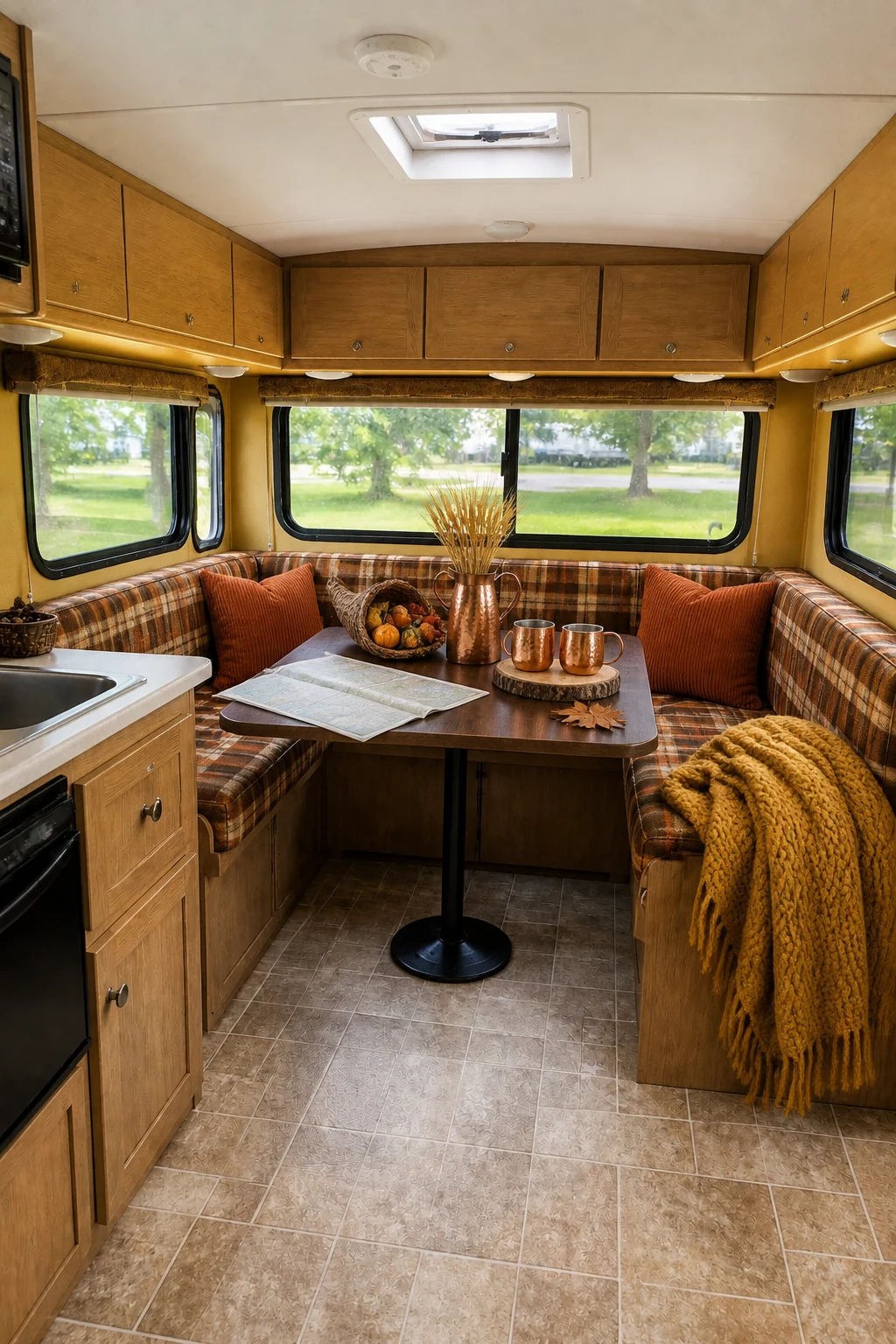 The same room styled as Thanksgiving Harvest
