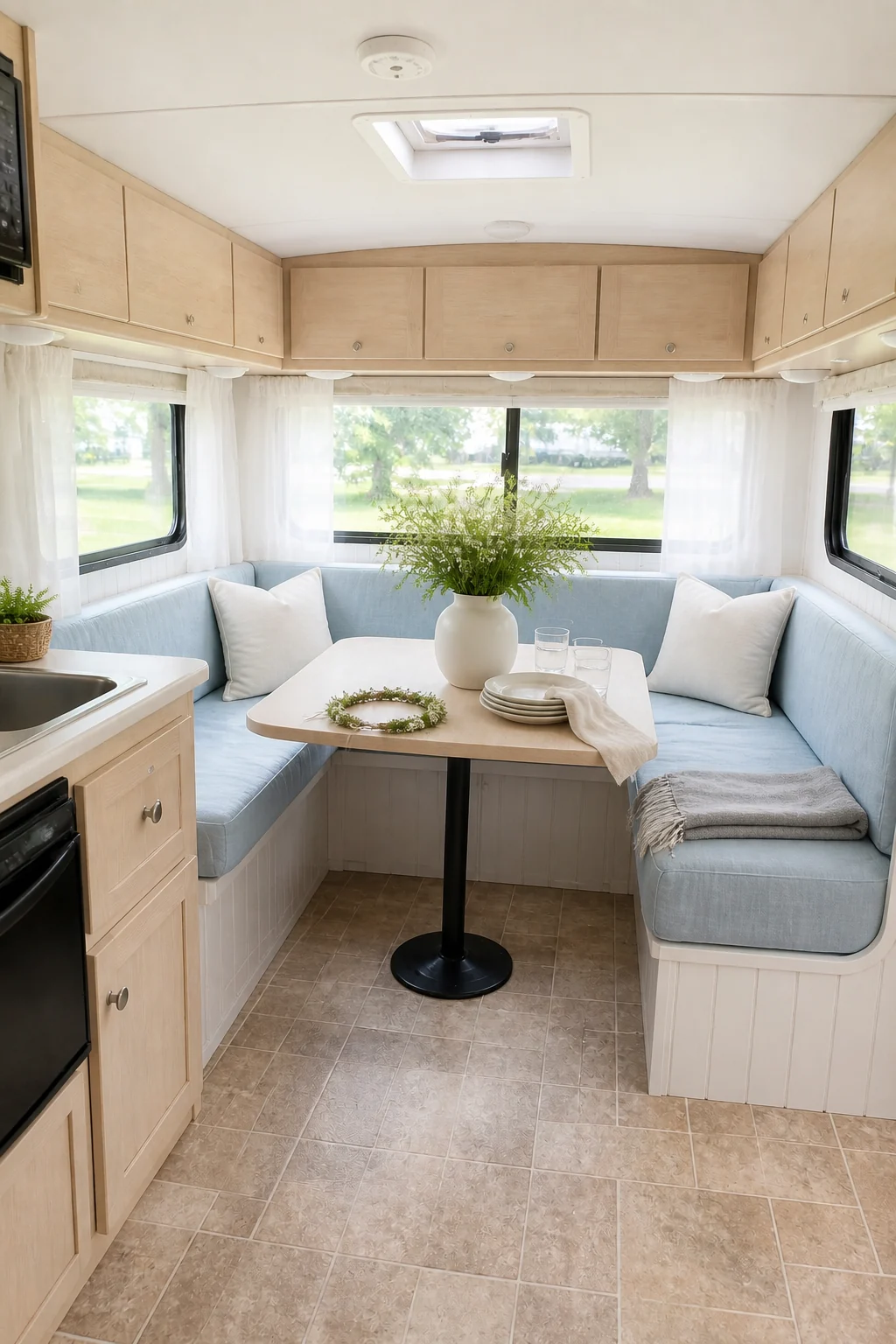 The same room styled as Midsummer Minimal