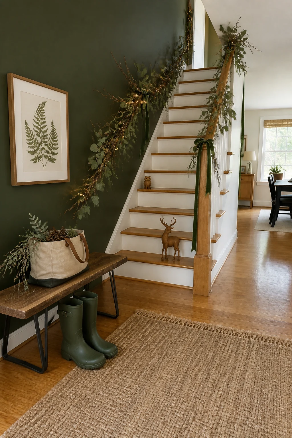 The same room styled as Botanical Woodland
