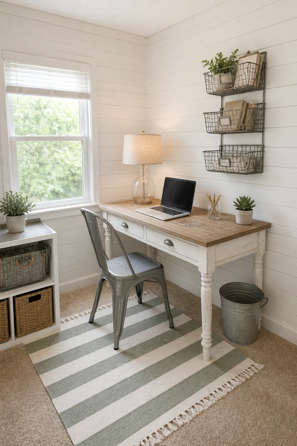 The same room styled as 2010s Farmhouse Chic