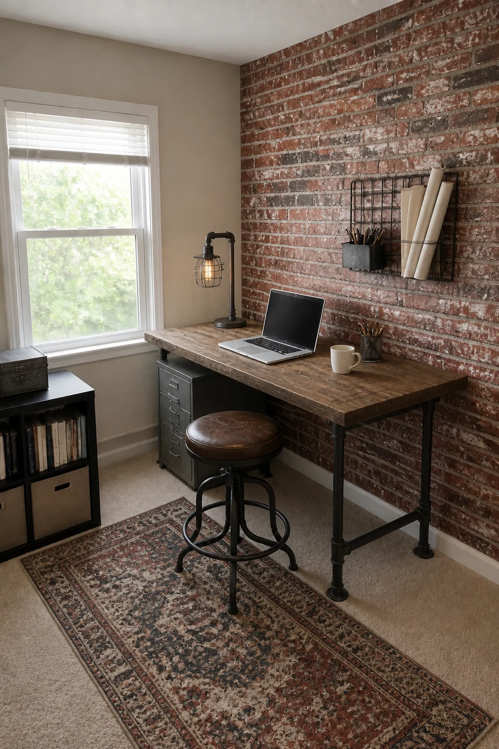 The same room styled as 2000s Loft Industrial