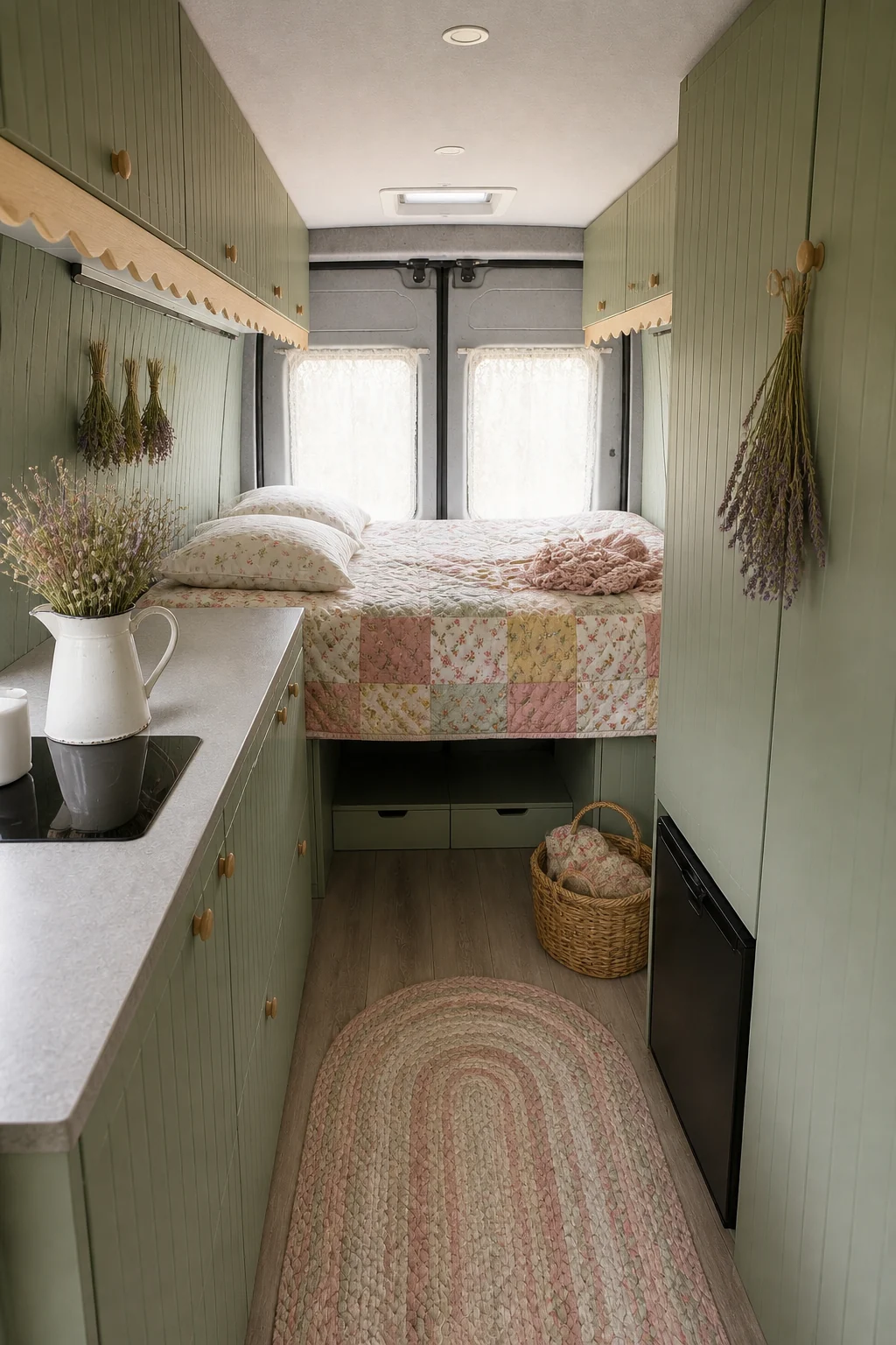The same room styled as Cottagecore Boho