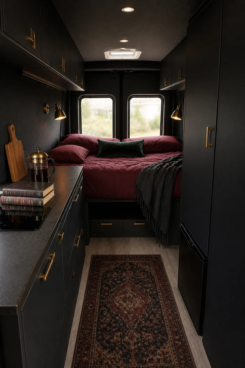 The same room styled as Dark Moody Boho