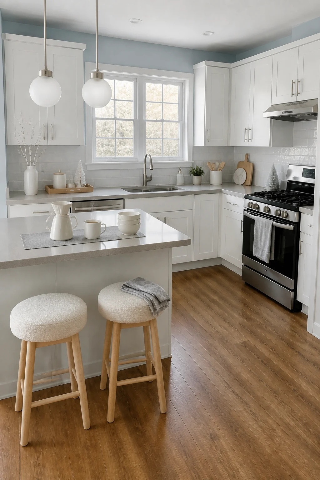 The same room styled as Frosted Morning Breakfast