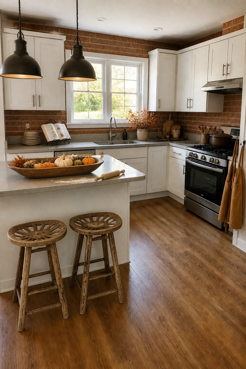 The same room styled as Rustic Harvest Feast