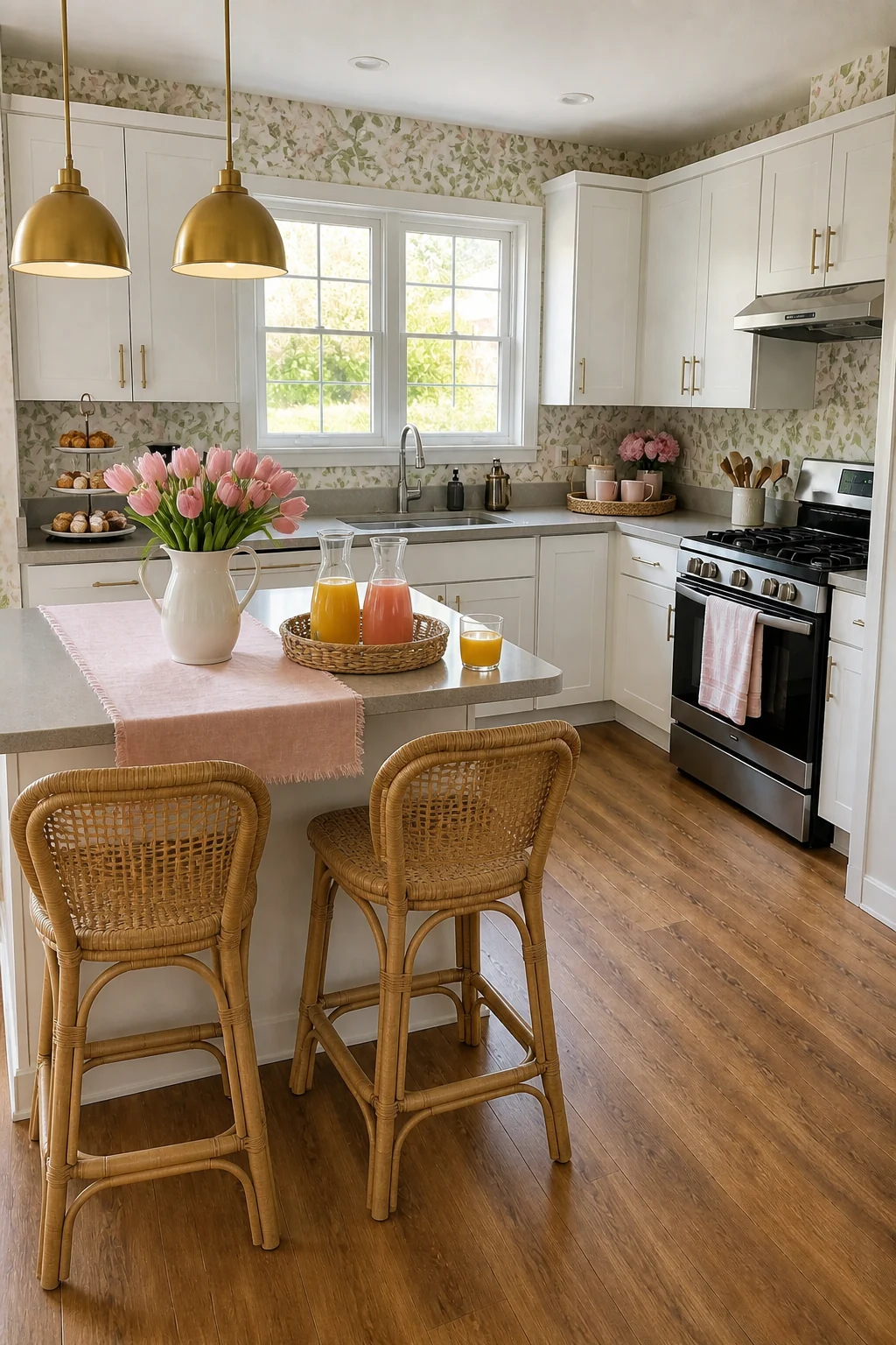 The same room styled as Spring Garden Brunch