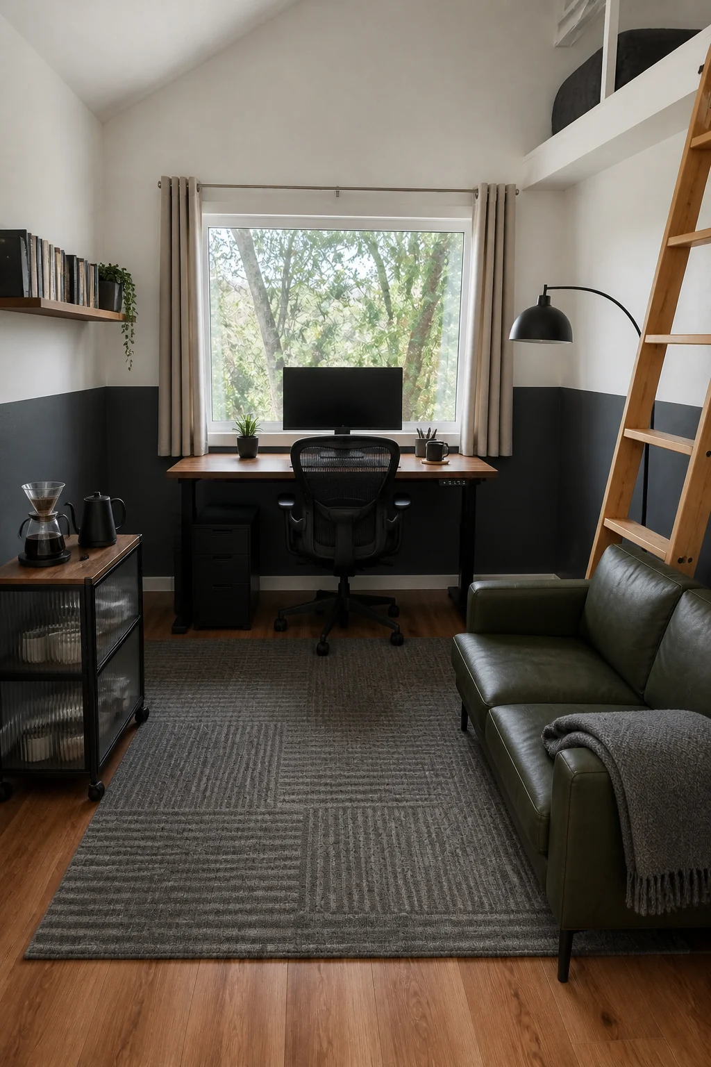 The same room styled as Young Professional WFH