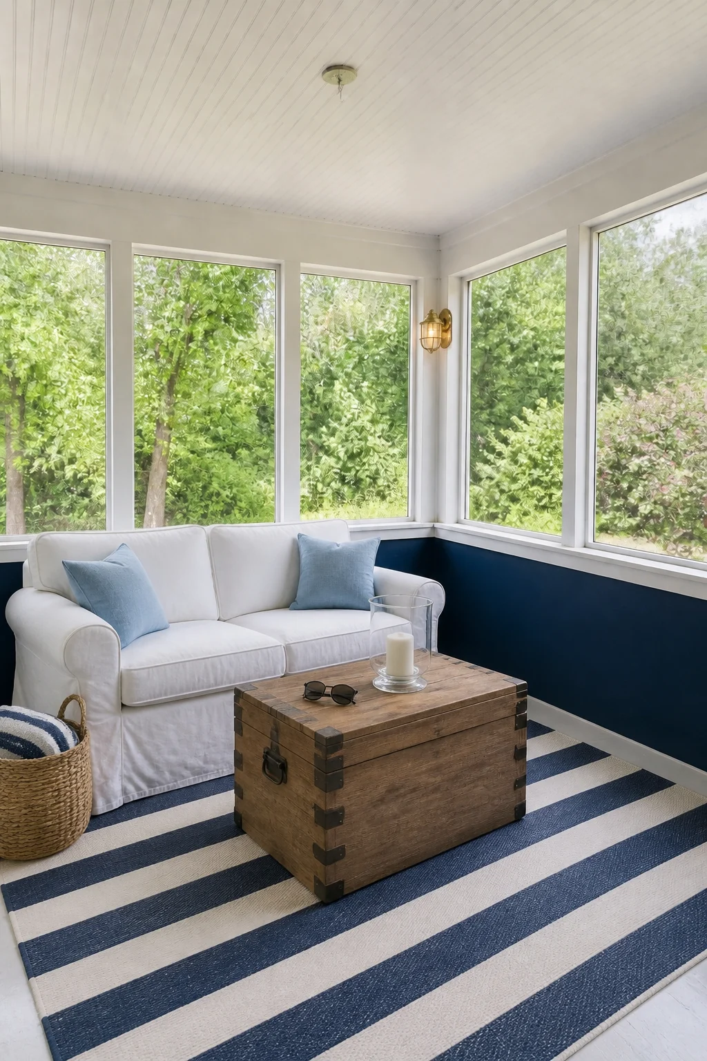 The same room styled as The $1,000 Coastal Cottage