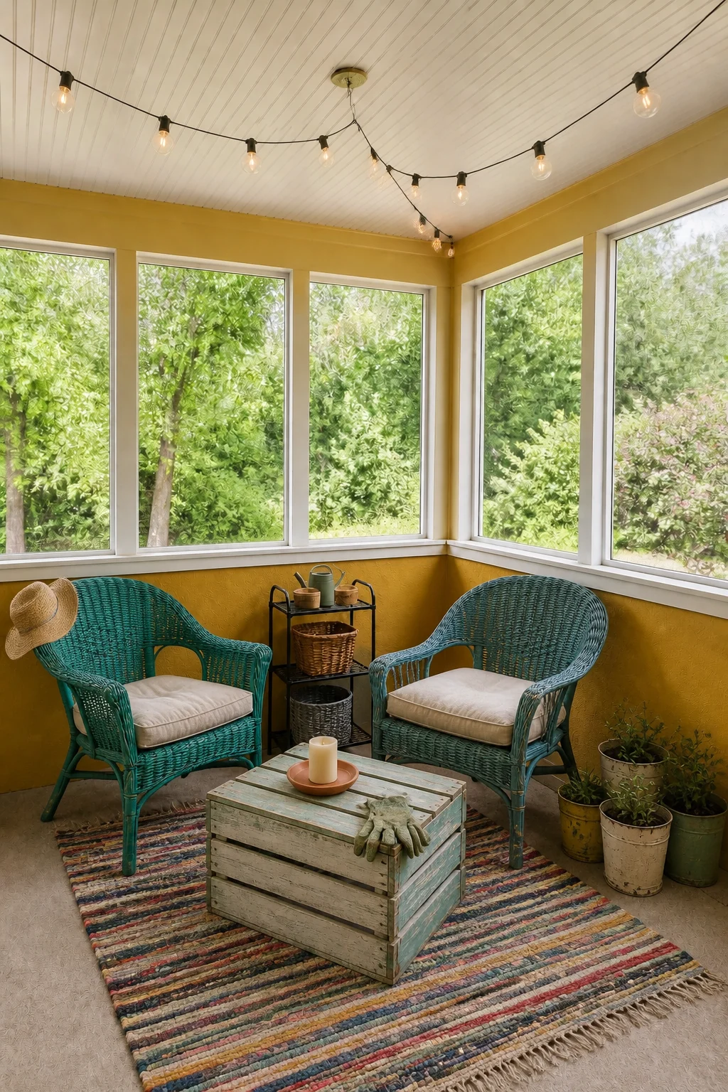 The same room styled as The $150 Thrifted Refresh