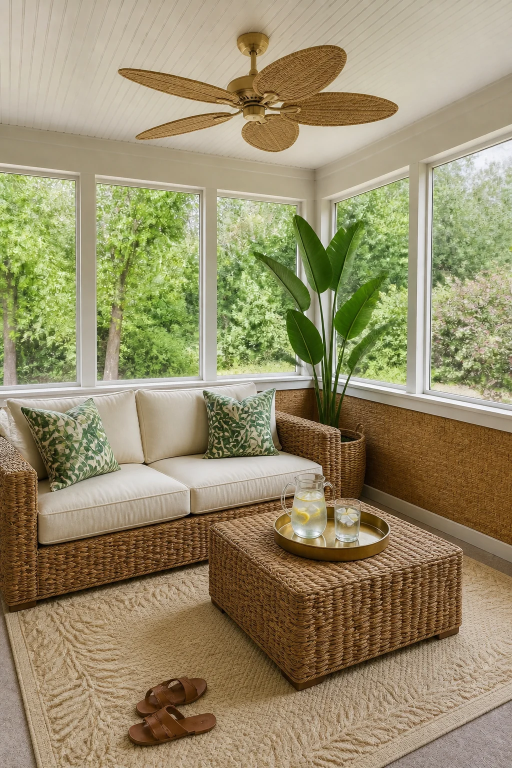 The same room styled as The $4,000 Tropical Resort